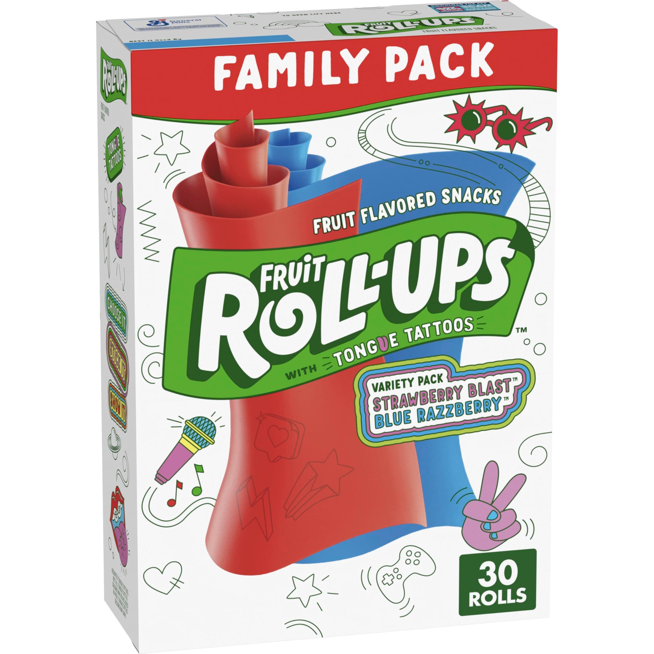 Fruit Roll-Ups Fruit Flavored Snacks, Variety Pack, 30 Ct, 15 oz