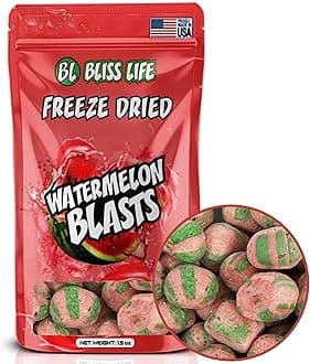 Bliss Life Watermelon Freeze Dried Melon Fruit Candy from TikTok, ASMR Crunchy Candy, Spicy Sweet and Sour Kids Snacks, Unique Novelty Snack for Kids 1.5oz