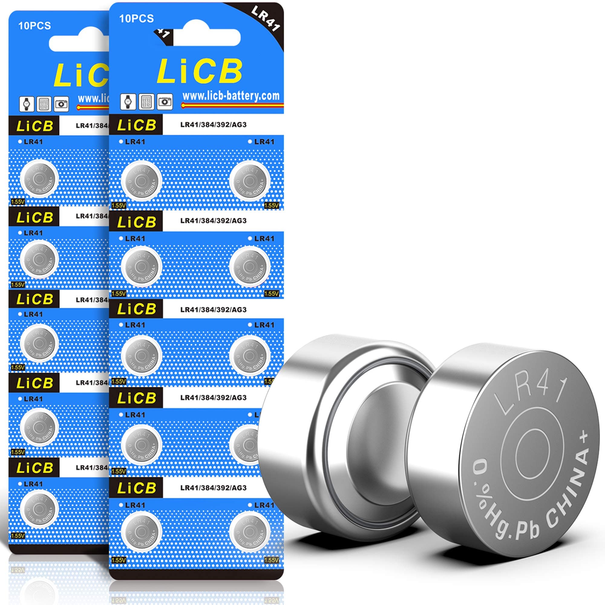 LiCB 20 Pack LR41 AG3 392 384 192 Battery 1.5V Button Coin Cell Batteries