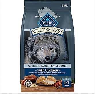 Blue Buffalo Wilderness Natural High-Protein Dry Food for Adult Dogs, Chicken Recipe, 13-lb. Bag