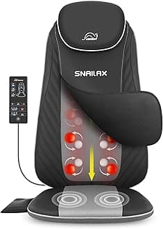 Snailax Shiatsu Back Massager with Heat, Upgraded Electric Deep Tissue Kneading Full Body Massage Chair for Back Pain, Home, Office Use, Gifts for Men, Women