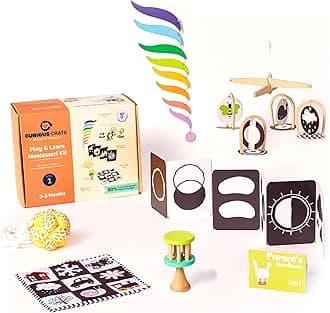 Montessori Toys Box for Newborns | 6 in 1 Sensory & Developmental Toys – Black & White Mobile, High Contrast Cards, Color Mobile | Early Learning Toy Set & Gifts for 0-3 Months