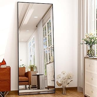 Full Length Mirror 64"x21" Black, Rectangle Wall-Mounted or Standing Full Body Mirror for Bedroom, Living Room, Dressing Floor Mirror