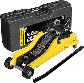 YELLOW JACKET 2.5 Ton Trolley Jack with Carrying Case Hydraulic Low Profile Floor Jack for Cars Lift with Single Piston Lift Pump, 5500 lb Capacity…