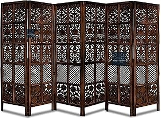 Wooden Partitions Made of Wood Room Divider for Living Room with Stands Hall Bedroom Wall Separator Panel 6 Feet (6 Panel)