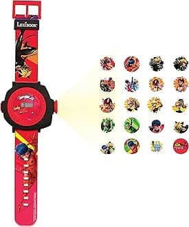LEXiBOOKLEXIBOOK DMW050MI Miraculous Ladybug Adjustable Projection Watch Digital Screen with 20 Images, Red/Black