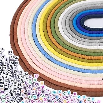 Augshy6700 Pcs Flat Clay Alphabet Beads for DIY Polymer Round Handmade Heishi Jewelry Making Beads for Necklace Bracelet Earring Pendant and Anklet Craft Making (20 Strands 6mm)