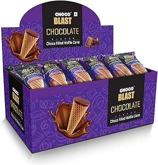 Chocoblast Chocolate-Filled Waffle Cones [20 Pieces] Snacks for Kids & Adults - Non-Meltable Chocolate, Gift Pack - Individually Wrapped Choco Cone Bites