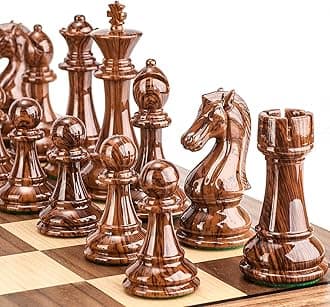 AMEROUS High Polymer Weighted Chess Pieces with 4.25'' King - 2 Extra Queens - Gift Package, Standard Tournament Chessmen for Chess Board or Replacement of Missing Pieces (Chess Pieces Only)