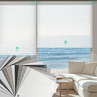 HeyBlinds Light Filtering Motorized Blinds with Remote, Smart Blinds for Windows, Remote Automatic Window Shades, Electric Shades (Light Filtering Roller Shades Fabric Samples)
