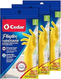 HandSaver Reuseable Rubber Cleaning Gloves (Small, 3 Pairs), Everyday Protection Reusable Household Gloves. (Pack of 3)