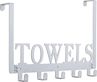 Over The Door Hooks, Towel Hooks for Bathroom, Towel Rack Towel Holder for Bathroom Bedroom Kitchen Pool Beach Towels Bathrobe Wall Mount Hang on The Door Cabinet Cupboard (Silver Grey)