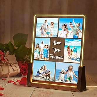 Ship Next Day, Personalized Gifts for Couples Sister Friend, Personalized LED Night Light Photo Plaque with Name for Boyfriend Girlfriend, Unique Birthday Mother's Day Gifts for Wife, Women