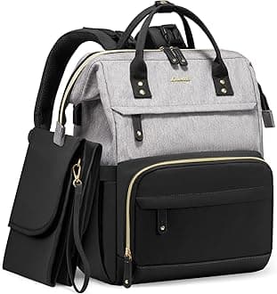 LOVEVOOK Diaper Bag Backpack, Baby Bag with Changing Station, Large Diaper Backpack for Mom Dads, Waterproof Leather Mommy Bag for Boy and Girl, Travel Essential Baby Shower, Black-Grey