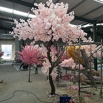 tall artificial plants Artificial Tree Fake Tree Faux Cherry Blossom Trees Artificial, Modern Living Room House Office Party Indoor Decor ，Housewarming Opening Gift ，pink (Size : 2x2m/6.5x6.5ft)