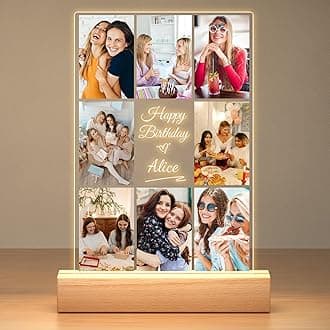 – Personalised Photo Frame with Photos, Custom Picture Frame with Night Light, Customised Photo Frame, Personalised Birthday Gifts for Women Men Her Him Best Friends Wife Sister Family