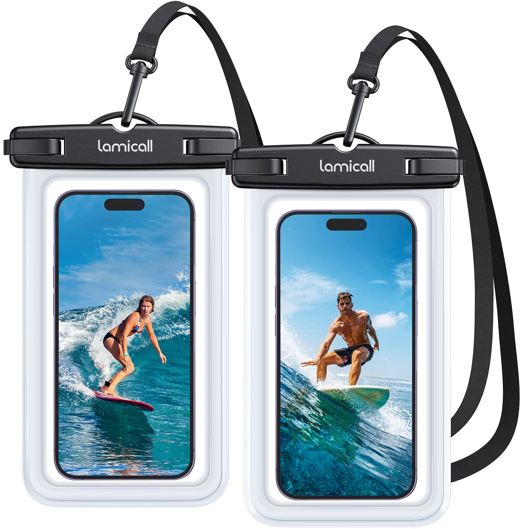Waterproof Phone Pouch Case - [2 Pack][Easy Lock & Heavy Duty] IPX8 Water Proof Cell Phone Dry Bag for Beach, Gift Protector for iPhone 17 16 15 14 13 12 11 Pro Max Plus Air, Galaxy S25, 4-7"