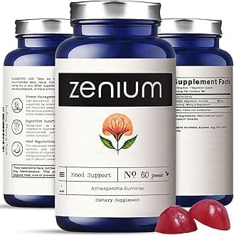 Zenium - Ashwagandha High Potency Gummies of KSM 66 | Mango Flavored | Relieve, Tension, Worry, Nervousness, & Irritability | Calm The Mind & Body | Ayurvedic | Natural Relief Supplement | 60 Count