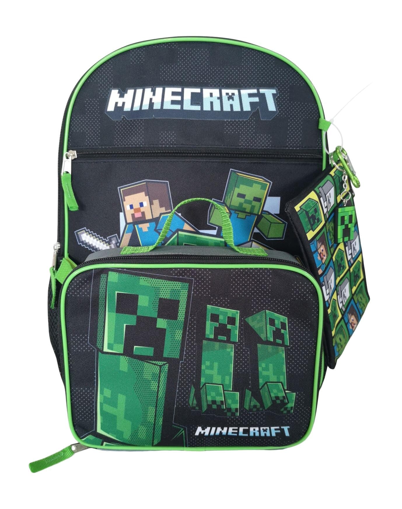 Minecraft Creepers 5pc Backpack Bookbag Set Licensed
