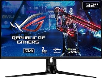 ASUS ROG Swift PG329Q 32” Gaming Monitor, 1440P WQHD (2560x1440), Fast IPS, 175Hz (Supports 144Hz), 1ms, G-SYNC Compatible, Extreme Low Motion Blur Sync, Eye Care, HDMI DisplayPort USB, DisplayHDR 600