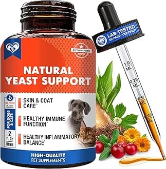 Natural Cats & Dogs Yeast Infection Anti Itch Treatment - Itchy Ears, Skin & Allergy Symptoms Relief - Reduces Inflammation & Relieves Irritation - Herbal Medicine Supplement Drops