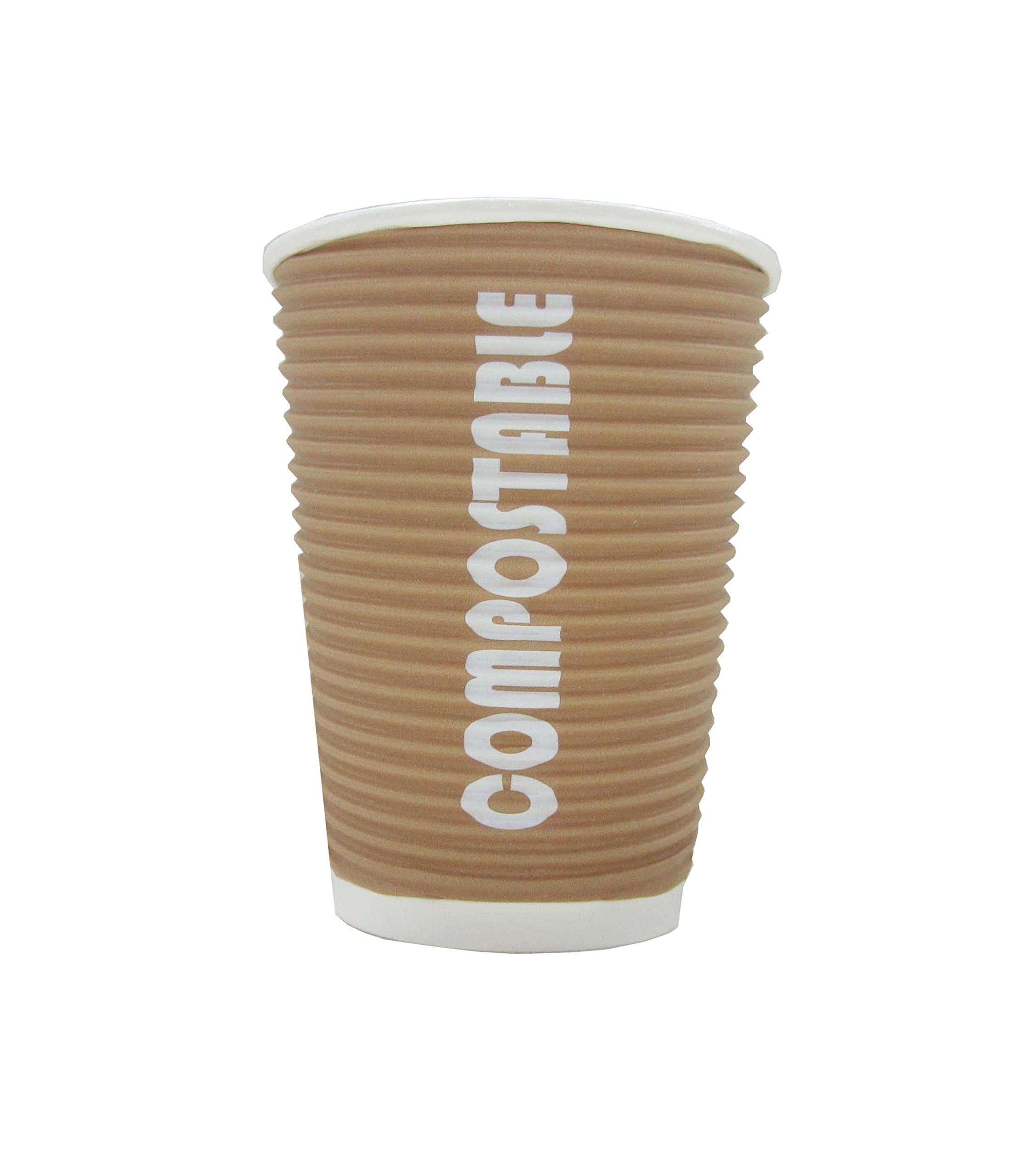 Renewables(TM) Ripple Grip 16 Oz Compostable Hot/cold Cup with Flip Top Lid - 50 Cups and 50 Lids- Eco-friendly