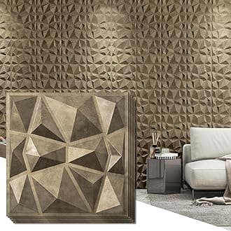 Art3d Decorative 3D Wall Panels in Diamond Design, 12"x12" Antique Gold for Home and Office Decor (33 Pack)