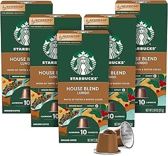 By Nespresso, House Blend (50-Count Single Serve Capsules, Compatible With Nespresso Original Line System), Box - 0.126 Pounds