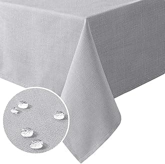 Linen Textured Table Cloths Rectangle 60 x 120 Inch Premium Solid Tablecloth Spill-Proof Waterproof Table Cover for Dining Buffet Feature Extra Soft and Thick Fabric Wrinkle Free, Grey