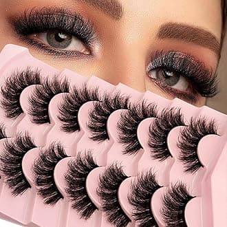Mink Lashes Fluffy Yasnai False Eyelashes Wispy 3D Volume Thick Lashes 20mm Fake Lashes Natural Look Eyelashes 7 Pairs Pack