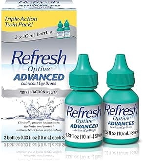 Refresh Optive Advanced Eye Drops, 0.33 Fl Oz (Pack of 2)(Twin Pack)