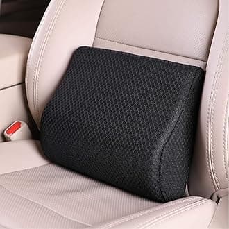 Memory Foam Lumbar Support Pillow for Car - Mid/Lower Back Support Cushion - for Car Seat, Office Chair, Recliner Etc. (Black)