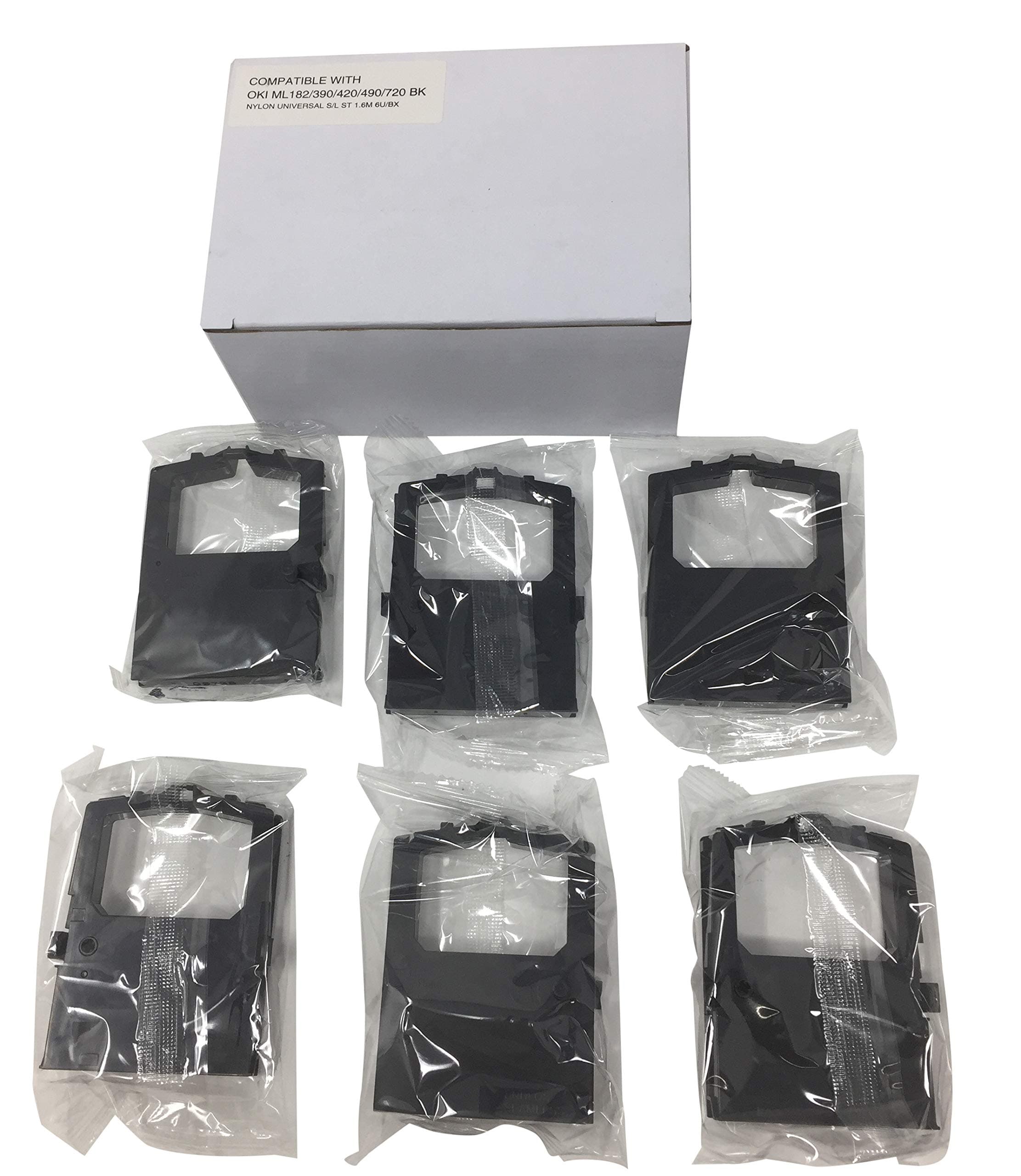 6 Compatible Replacement Omni 800 Model 830/830e,835/ 835e Black Ink Ribbon Cartridge for Texas Instruments and OKI ML182 Impact Dot Matrix Printer