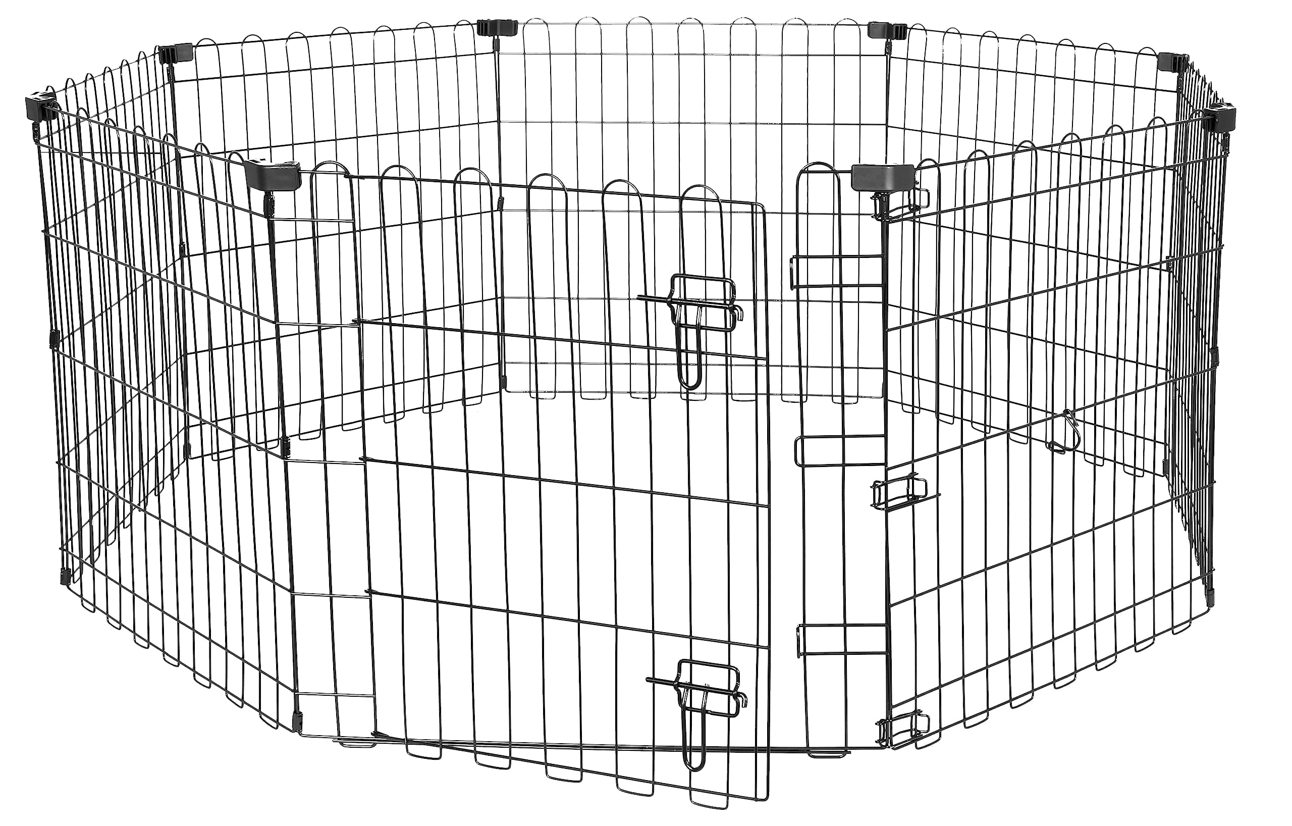 Amazon Basics Foldable Octagonal Metal Exercise Pet Play Pen for Dogs, Fence Pen, Single Door, Black,152.4 x 152.4 x 60.9 centimeters