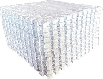 12pcs Tiled Puzzle Play Mats Interlocking Shaggy Soft EVA Foam Mats Protective Floor for Children Kids Room Home Parlor Bedroom White Anti-Fatigue