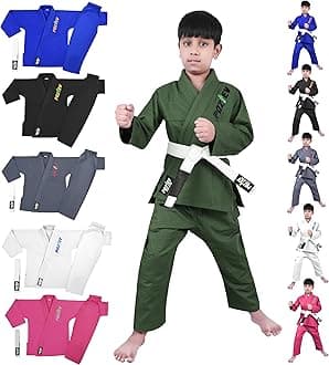 Kids Brazilian Jiu Jitsu Gi For Kids BJJ Gi Youth Grappling Kimonos Preshrunk Lightweight Martial Arts Uniform