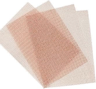 4 Pack 30 Mesh 99.9% Pure Copper Screen Woven Mesh Screen, Copper Mesh Cloth Fine Mesh, 5.9x19.68 Inch