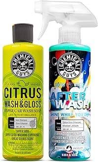 Chemical Guys CWS_301_16A Car Wash, Dry & Shine Bundle - Citrus Wash & Gloss Foaming Car Wash Soap, 16 oz + After Wash Gloss Boosting Drying Aid (16 oz) (2 Items) Works on Cars, Trucks, SUVs