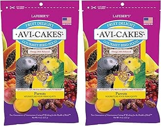 Fruit Delight Avi-Cakes Pet Bird Food, Made with Non-GMO and Human-Grade Ingredients, for Parrots (8 oz Pack of 2)