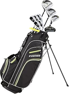 Precise M3 Men’s Right Handed Complete Golf Club Set Regular, Golf Clubs for Men Include 460CC Driver, 3 Wood, 21* Hybrid, 6-9 Irons, Pitching Wedge, Putter, Deluxe Stand Bag, 3 Headcovers, Black Lime