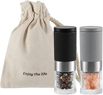 Vevok Chef Mini Salt and Pepper Grinder Sets Tiny Adjustable Coarseness Ceramic Salt Grinder Portable Spice Pepper Small Mill Shaker BBQ Party Travel Gifts…
