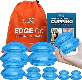 8 Edge Cups Silicone Cupping Therapy Set Professional Massage Cupping Cups for Cupping Therapy Cupping Kit for Massage, Myofascial Release, Cellulite Reduction (Lure Blue)