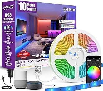 Gesto 10 Meter Smart RGB LED Strip Light With Adaptor| 300 LED Strip with App Control,Alexa & Google Assistant | 16 Million Color Effects,Music Sync | WiFi LED Light for Ceiling,Bedroom & Diwali Decor