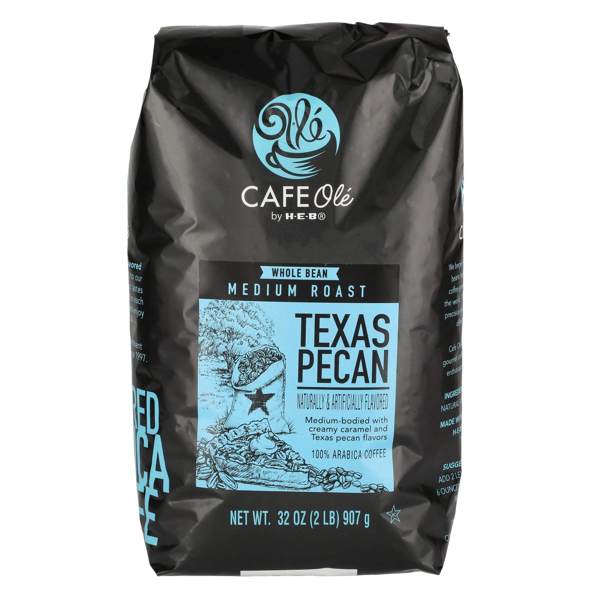 Texas Pecan Medium Roast Whole Bean Coffee 32 oz