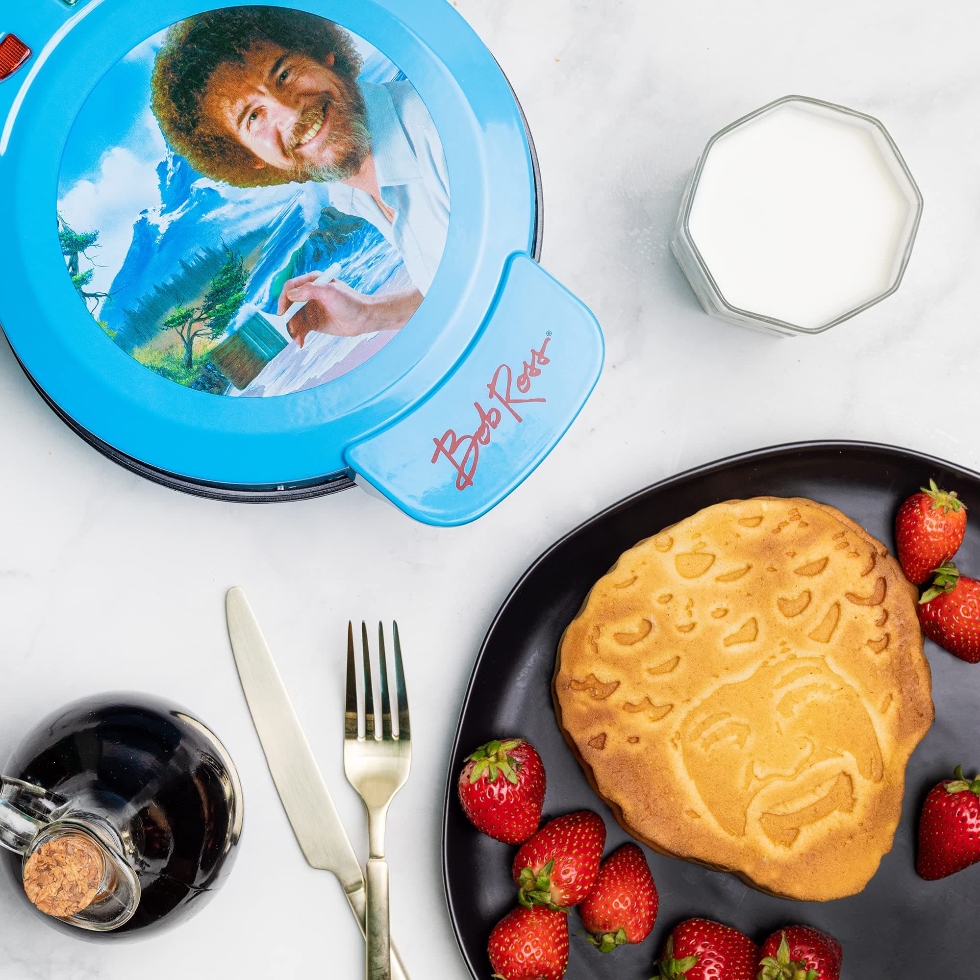 Bob Ross Waffle Maker - Bob's Iconic Face on Your Waffles - Waffle Iron