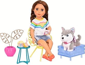 Glitter Girls – GG Home Porch Set – Doll House Patio Furniture Playset with Dog Bed, Flower Chair, Mailbox, Table, and More! – 14-inch Doll Accessories for Kids Ages 3 and Up
