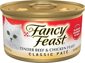 Fancy Feast Purina Grain Free Pate Wet Cat Food, Tender Beef & Chicken - (24) 3 oz. Cans