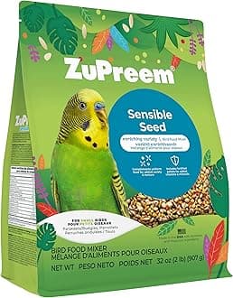 ZuPreem Sensible Seed Bird Food, Parakeet, Budgie, Parrotlet, Dove, Seed and Pellet Blend for Small Birds, Food Mixer Topper, Enriching Variety, Made in USA, Parakeet Seeds (S, 2 lbs)