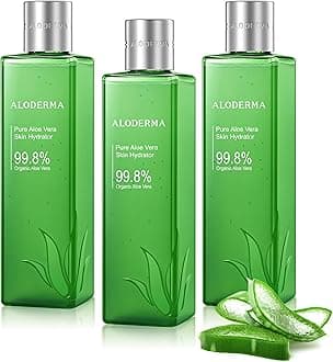 Aloderma 99.8% Organic Aloe Vera Face Hydrator Made Within 12 Hours of Harvest - Moisturizing & Hydrating Facial Toner for Oily Skin, Soothing Aloe Toner for Balanced, Smooth Skin Texture, 240ml, 3ct