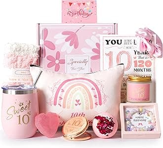 10th Birthday Gifts for Girls,Happy 10th Pamper Gift Basket Ideas for Daughter, Cute Unique Sweet 10 Year Old Birthday Hampers Presents for Her,Best Friend Niece,Granddaughter, Sister, Friend, Teens
